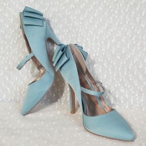 Mint Maryjane Satin Pumps